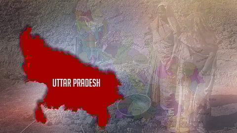 woman worker and UP map