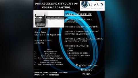 Online certificate course on contract drafting by the International Journal Of Advanced Legal Research