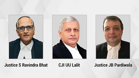 Justice S Ravindra Bhat, CJI Lalit and Justice jb Pardiwala