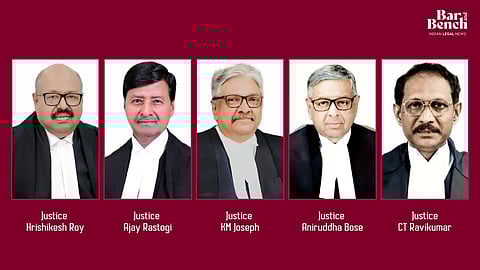 Justices Hrishikesh Roy, Justice Ajay Rastogi, Justice KM Joseph, Justice Aniruddha Bose, Justice CT Ravikumar