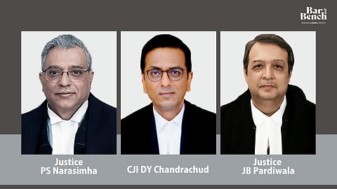 CJI DY Chandrachud, Justice PS Narasimha and Justice JB Pardiwala