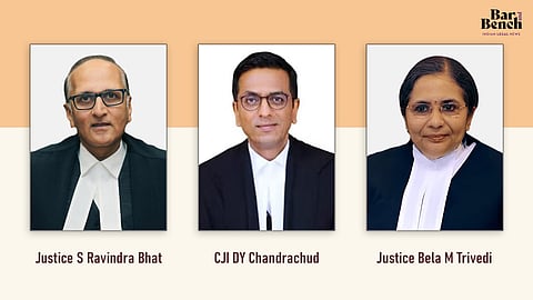 Justice S Ravindra Bhat, CJI DY Chandrachud and Justice Bela M Trivedi