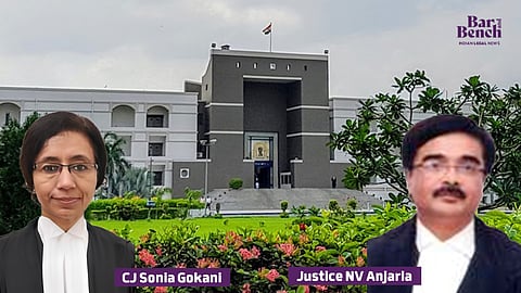 Chief Justice Sonia Gokani and Justice NV Anjaria with Gujarat High Court