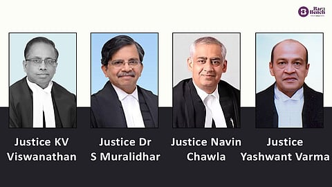 Justice KV Viswanathan, Justice (Retd) Dr S Muralidhar, Justice Navin Chawla, and Justice Yashwant Varma