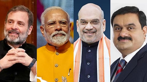 Rahul Gandhi, Narendra Modi, Amit Shah and Gautam Adani