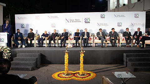 (L to R) Ameet Naik (standing), Abhishek Bachchan, Anil Kapoor, Lalit Bhasin, former Justice AM Khanwilkar, former CJI UU Lalit, Sr Advs Janak Dwarkadas and Darius Khambara