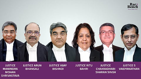 Justice Manindra Mohan Shrivastava, Justice Arun Bhansali, Justice Vijay Bishnoi, Justice Ritu Bahri, Justice Chakradhari Sharan Singh, Justice S Vaidyanathan