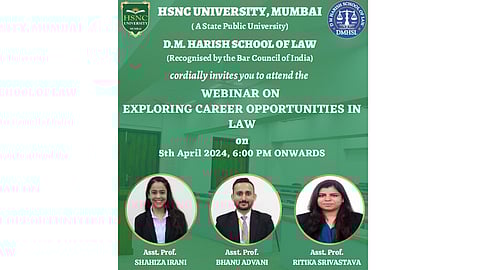 DM Harish School of Law to host a free Webinar on ‘Exploring Career Opportunities in Law’