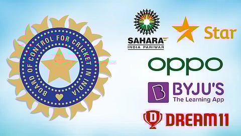BCCI, Sahara, Star India, Oppo, Byju's and Dream 11