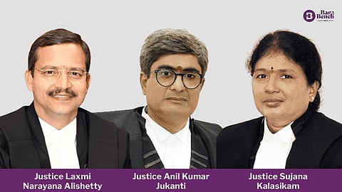 Justice Laxmi Narayana Alishetty, Justice Anil Kumar Jukanti,
and Justice Sujana Kalasikam