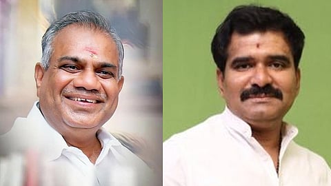 TVK General Secretary N Anand (L) and Joint Secretary CTR Nirmal Kumar (R)
