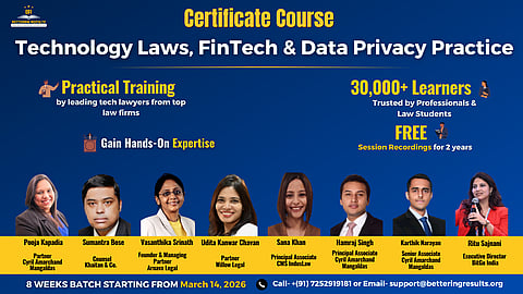 Course on technology laws, fintech and data privacy practice by Bettering Results: Register now!
