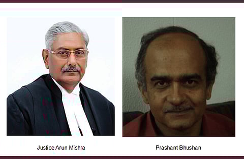 Sahara-Birla Payoffs:Prashant Bhushan tweets photo of Justice Arun Mishra with Shivraj Singh Chouhan