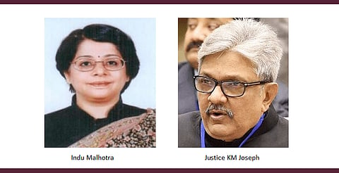 Law Ministry sends back Collegium’s recommendation to elevate Indu Malhotra, KM Joseph J to SC