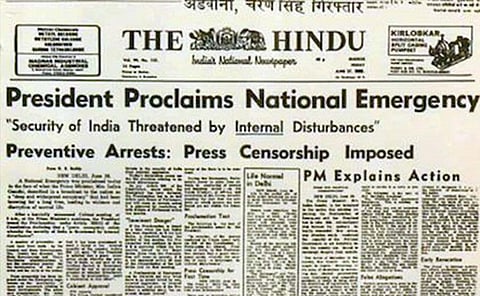 Declaration of National Emergency (The Hindu, June 26, 1975) Pic Courtesy: Indpaedia
