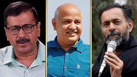 Arvind Kejriwal, Manish Sisodia and Yogender Yadav