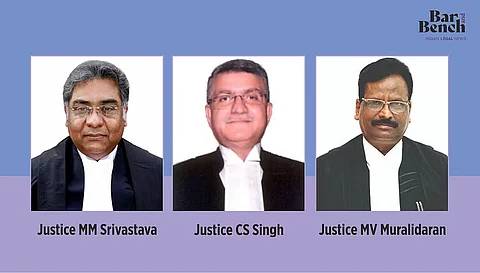 Justices Manindra Mohan Srivastava, Chakradhari Sharan Singh and MV Muralidaran