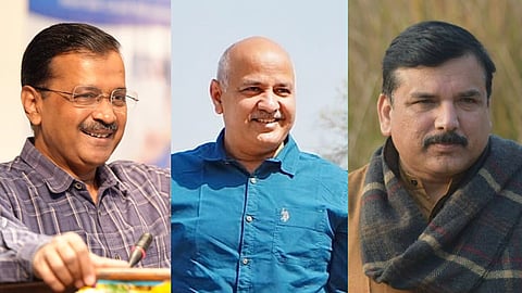 Arvind Kejriwal, Manish Sisodia and Sanjay Singh