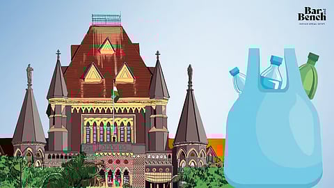 Bombay High Court with plastic bags and bottles