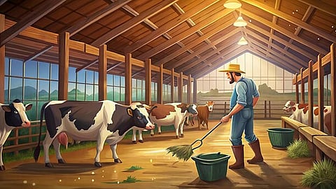 Cow shelter cleaning