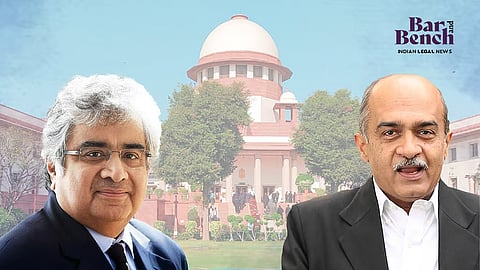 Senior Advocate Harish Salve (L), Advocate Prashant Bhushan (R), Supreme Court