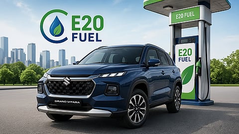 Maruti grand vitara and something to represent “E20 Fuel”
