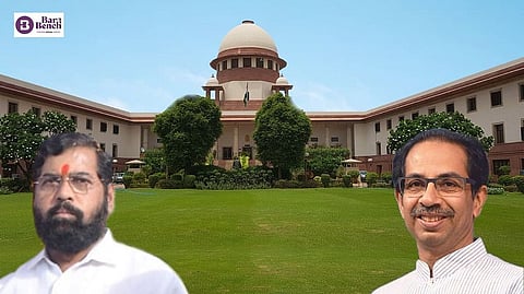 Eknath Shinde, Uddhav Thackeray with Supreme Court