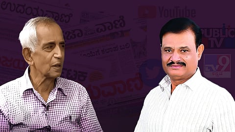 Karnataka State Contractors’ Association president D Kempanna and Minister Muniratna