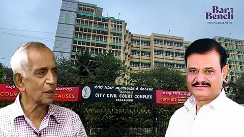 Contractors’ Association president D Kempanna and Minister Muniratna, Bengaluru City Civil court