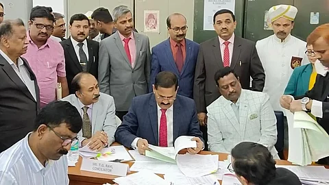 Chief Justice P B Varale participated in Loka adalat with other officials