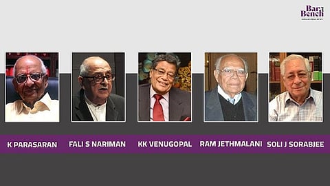 K Parasaran, Fali S Nariman, KK Venugopal, Ram Jethmalani and Soli J Sorabjee