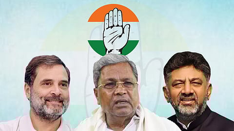 Rahul Gandhi, Siddaramaiah and D K Shivakumar