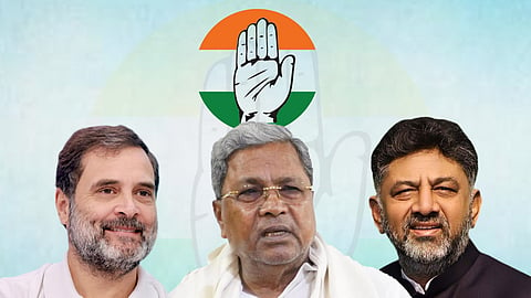 Rahul Gandhi, Siddaramaiah and D K Shivakumar