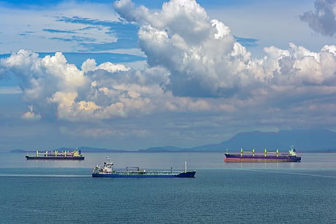 Cargo ships in Malacca Strait