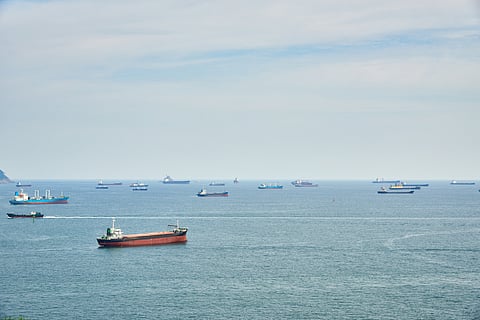 Oil tanker, cargo ship Busan Sea South Korea
