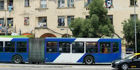 Santiago, city, car, bus, Chile