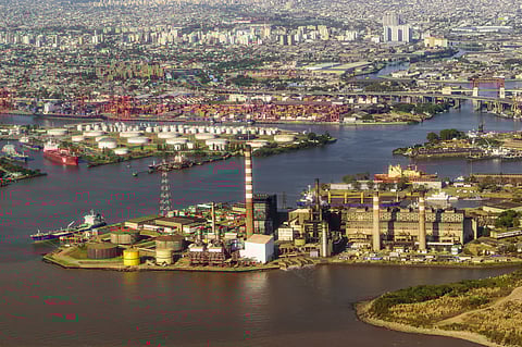 Buenos Aires, industrial zone, refinery, port, tanker