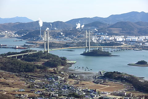 Yeosu, bridge, refinery, South Korea