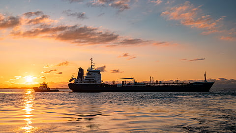 Rotterdam, port, vessel, sunset