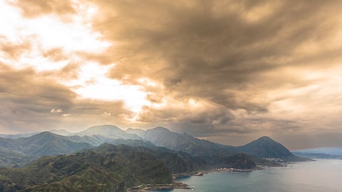 Bitou Port, Taiwan, mountains, sea, clouds