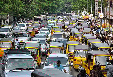 Traffic jam, cars, Chennai, India