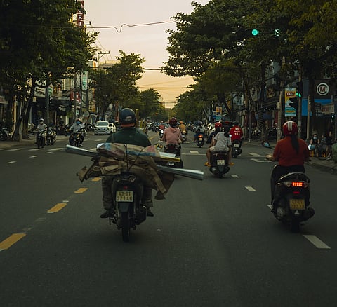 Photo of motorcylists driving in Da Nang, Vietnam