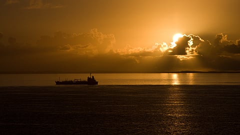 Photo of vessel in Red Sea at sunset