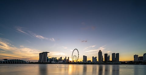 Photo of Singapore skyline at dusk