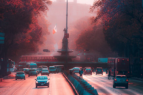 Photo of evening traffic in Mexico City