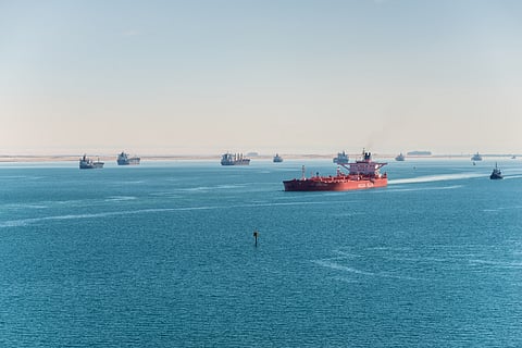 Photo of vessels transiting Suez Canal