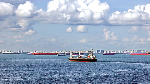 Photo of vessels in waters off Singapore