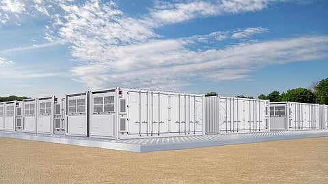 The 50 MW / 200 MWh Amyntaio project has installed 60 Elementa 2 cabinets and 8 PCS MV skids for grid support. Image Credit/Source: Trina Solar