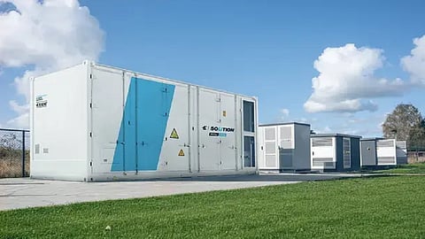 The Solition Mega Five, a 5MWh liquid-cooled LFP system housed in a 20-foot container. Image Credit: Exide Technologies