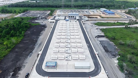 Aerial image of the 100MW / 400MWh Santong BESS site in Terengganu, Malaysia, representing the TNB-owned project commissioned with Sungrow PowerTitan 2.0 systems to support national grid resilience.